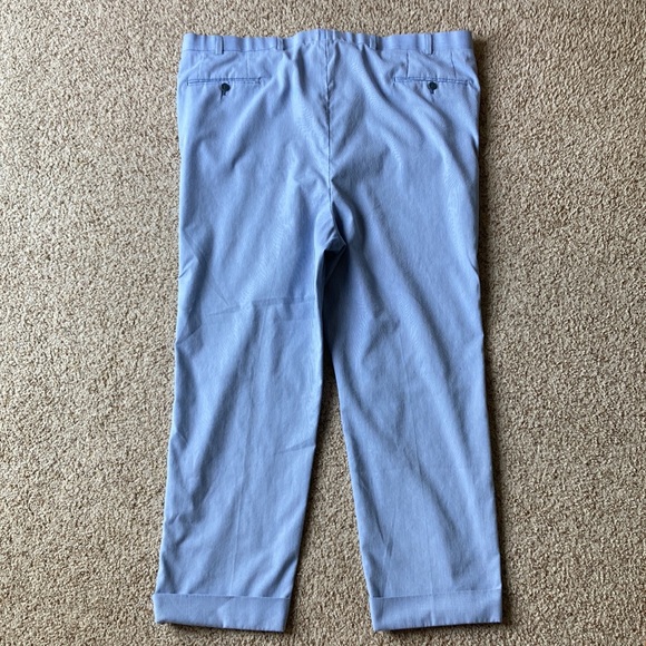 Isaia Napoli Men’s Blue White Stripe Seersucker Flat Front Trousers Pants 42 - Picture 9 of 16